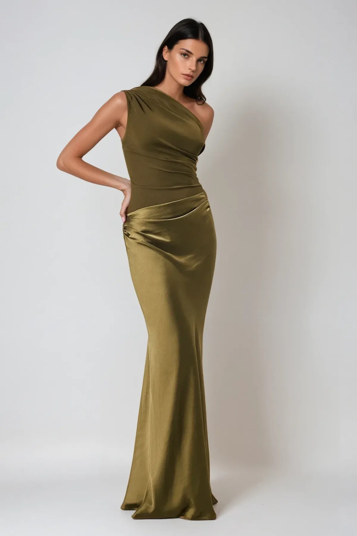 Elegant One Shoulder Maxi Wedding Guest Dress