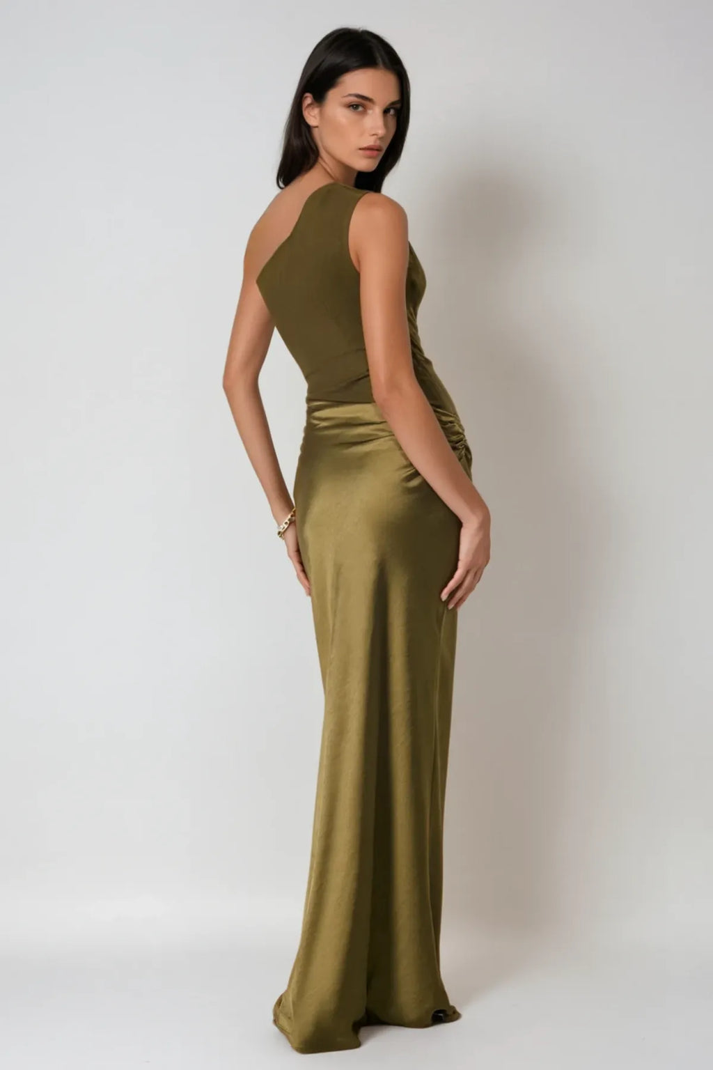 Elegant One Shoulder Maxi Wedding Guest Dress