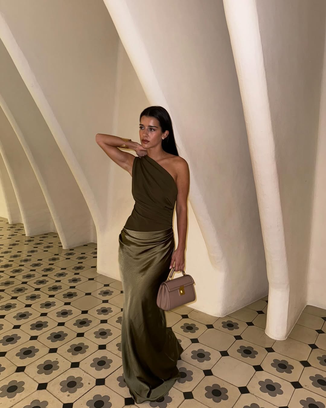 Elegant One Shoulder Maxi Wedding Guest Dress