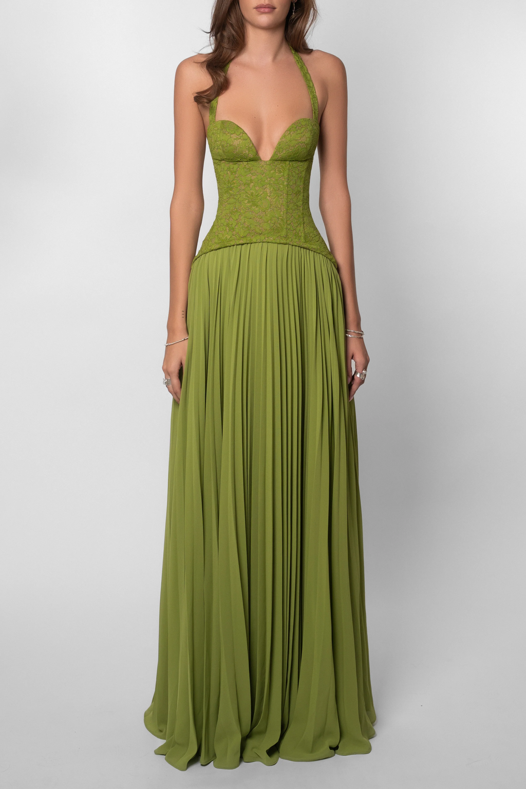 Pleated Corset Maxi Wedding Guest Dress
