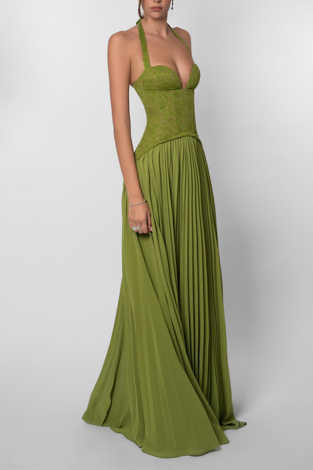 Pleated Corset Maxi Wedding Guest Dress