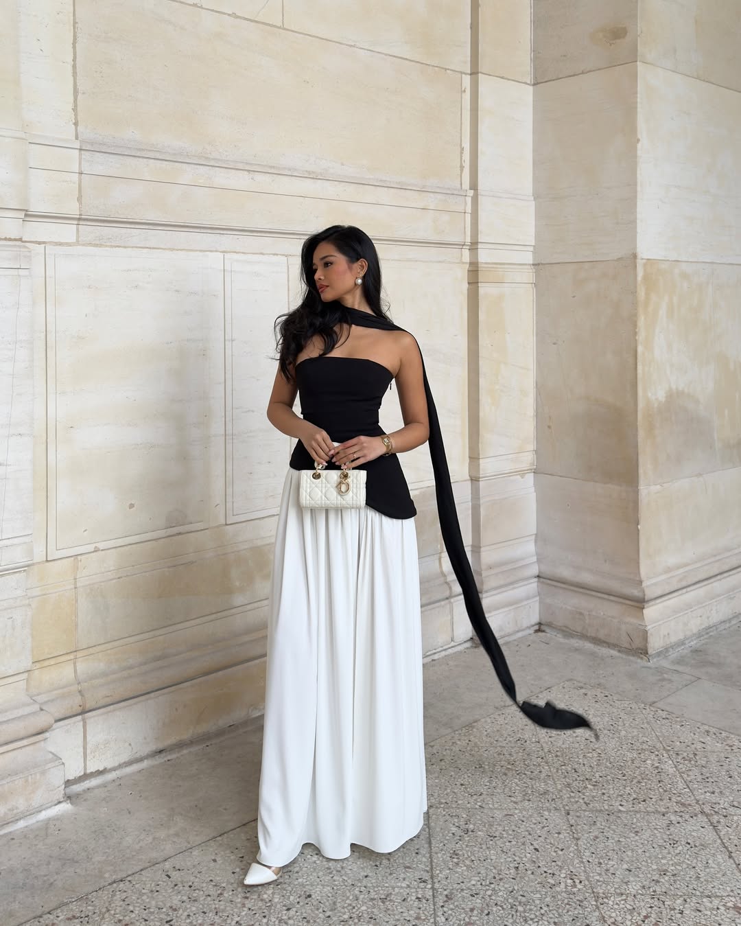 Strapless Maxi Wedding Guest Dress with Scarf