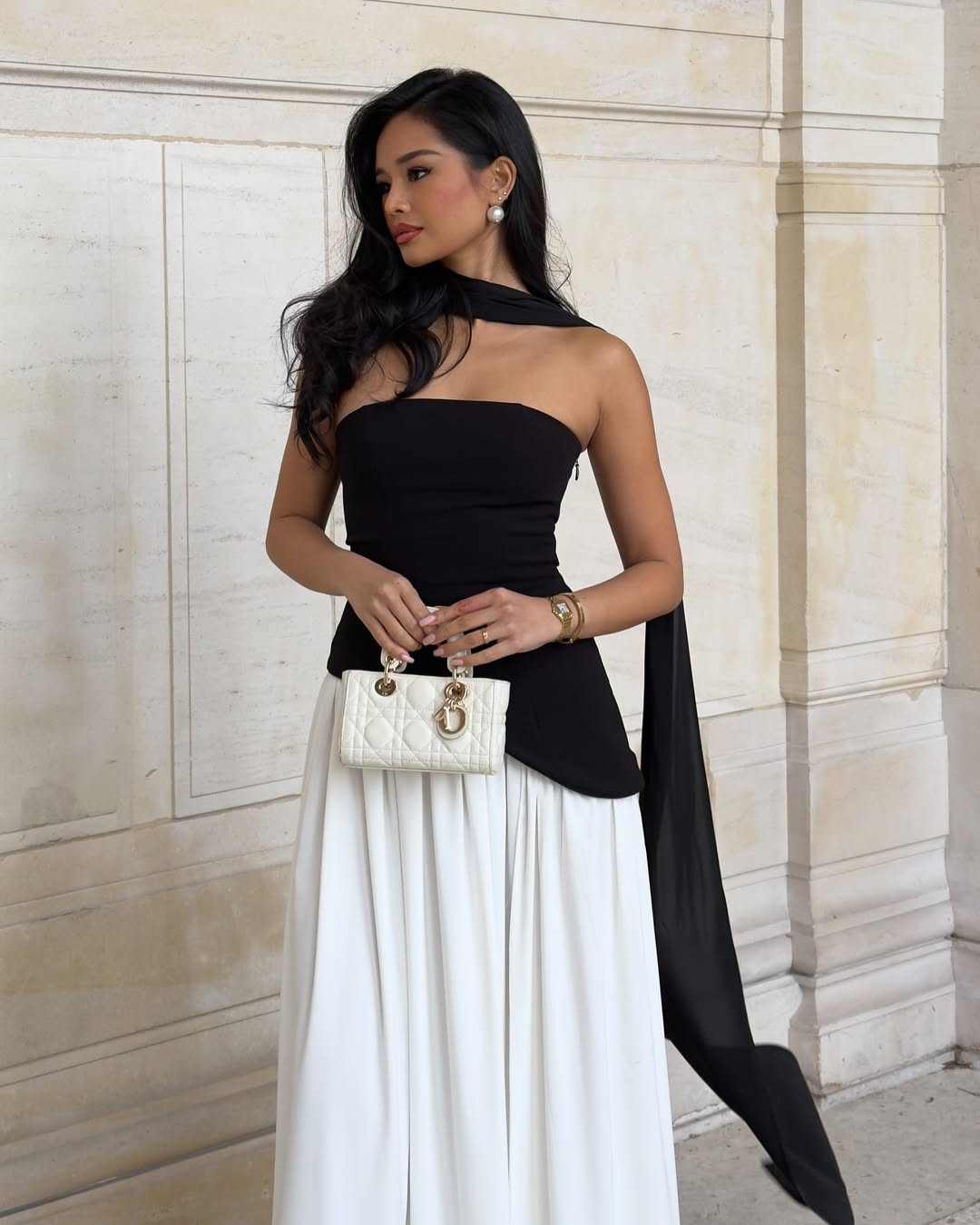 Strapless Maxi Wedding Guest Dress with Scarf