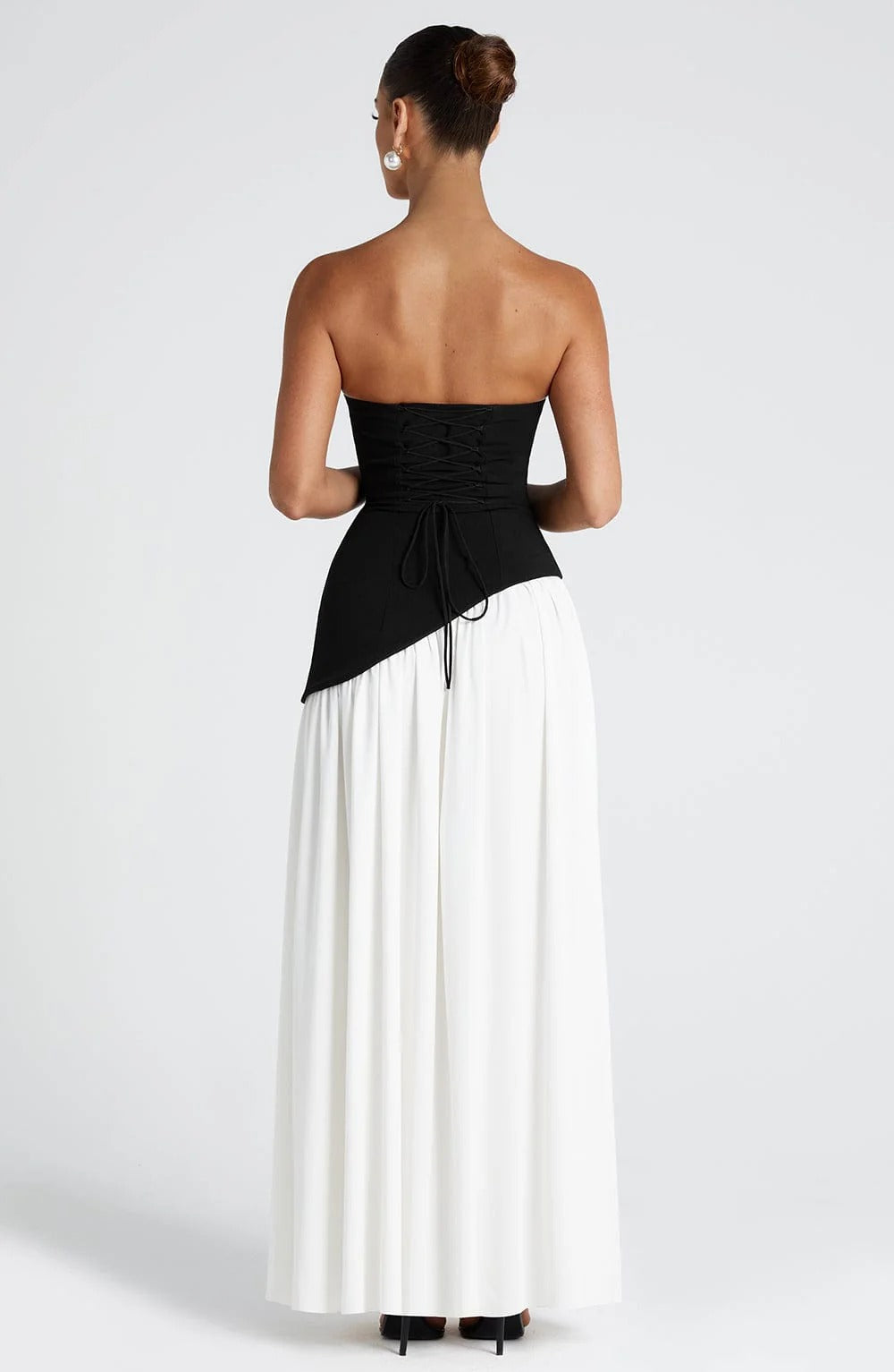 Strapless Maxi Wedding Guest Dress with Scarf