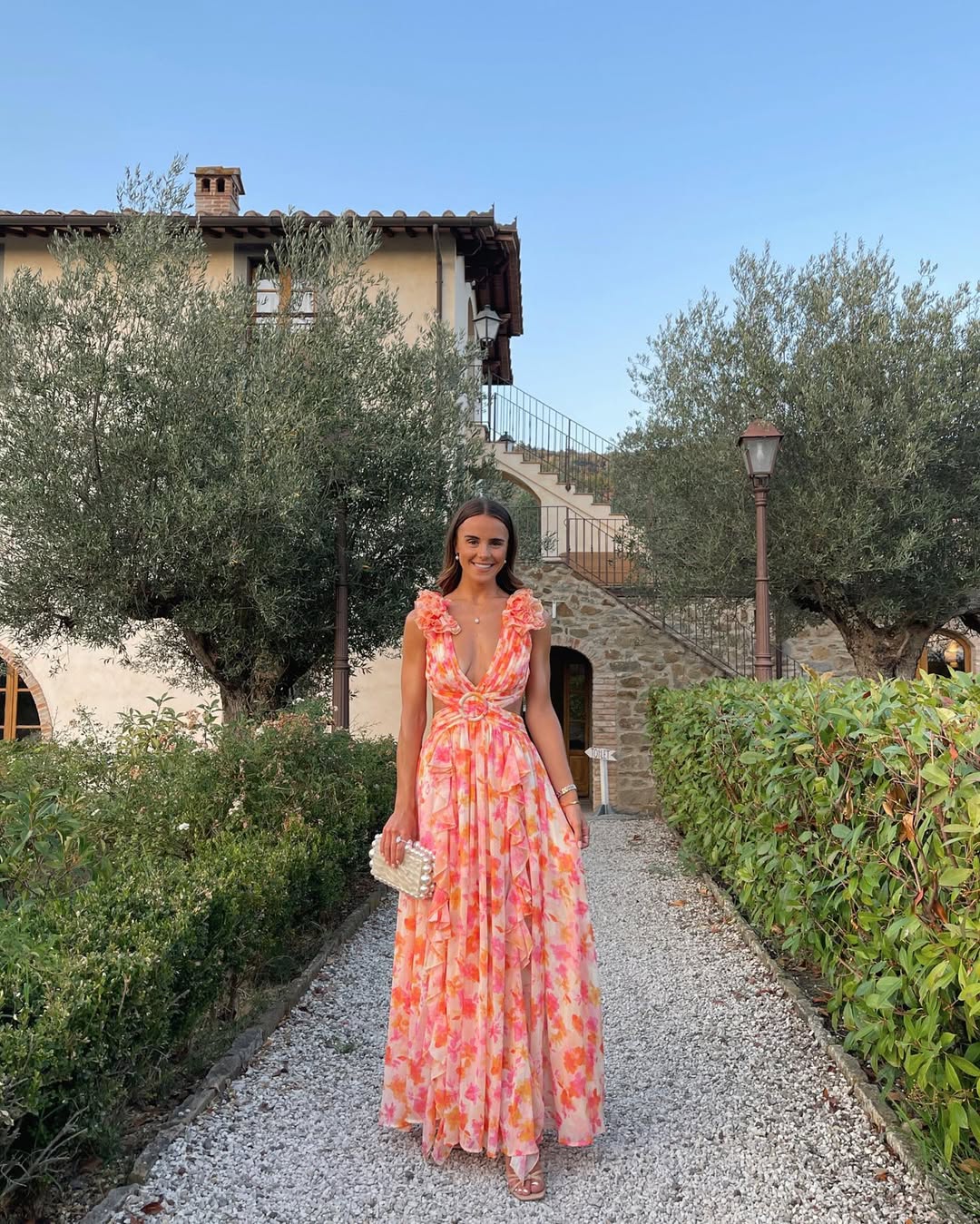 Floral Sleeveless Cut-Out Maxi Wedding Guest Dress
