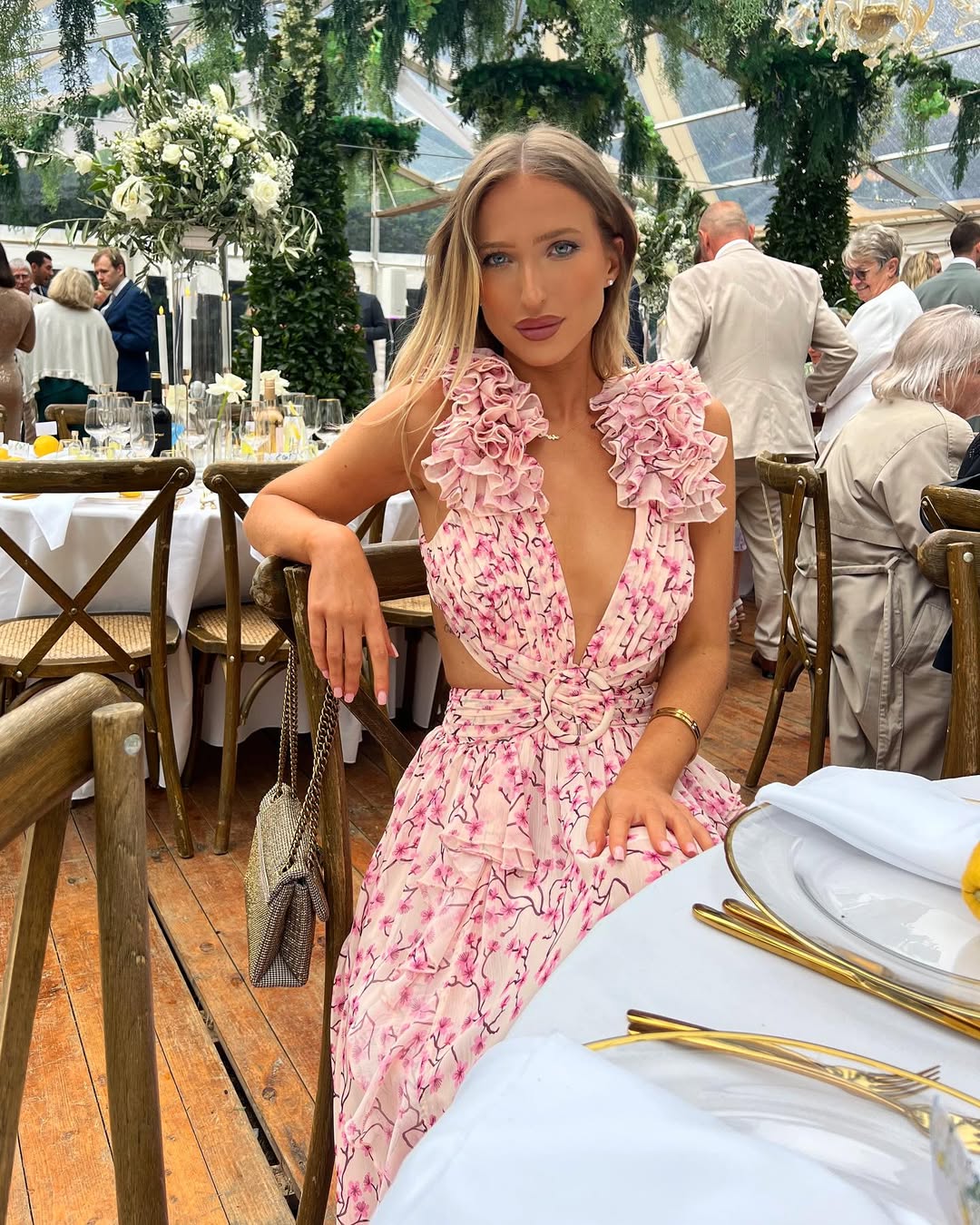 Floral Sleeveless Cut-Out Maxi Wedding Guest Dress
