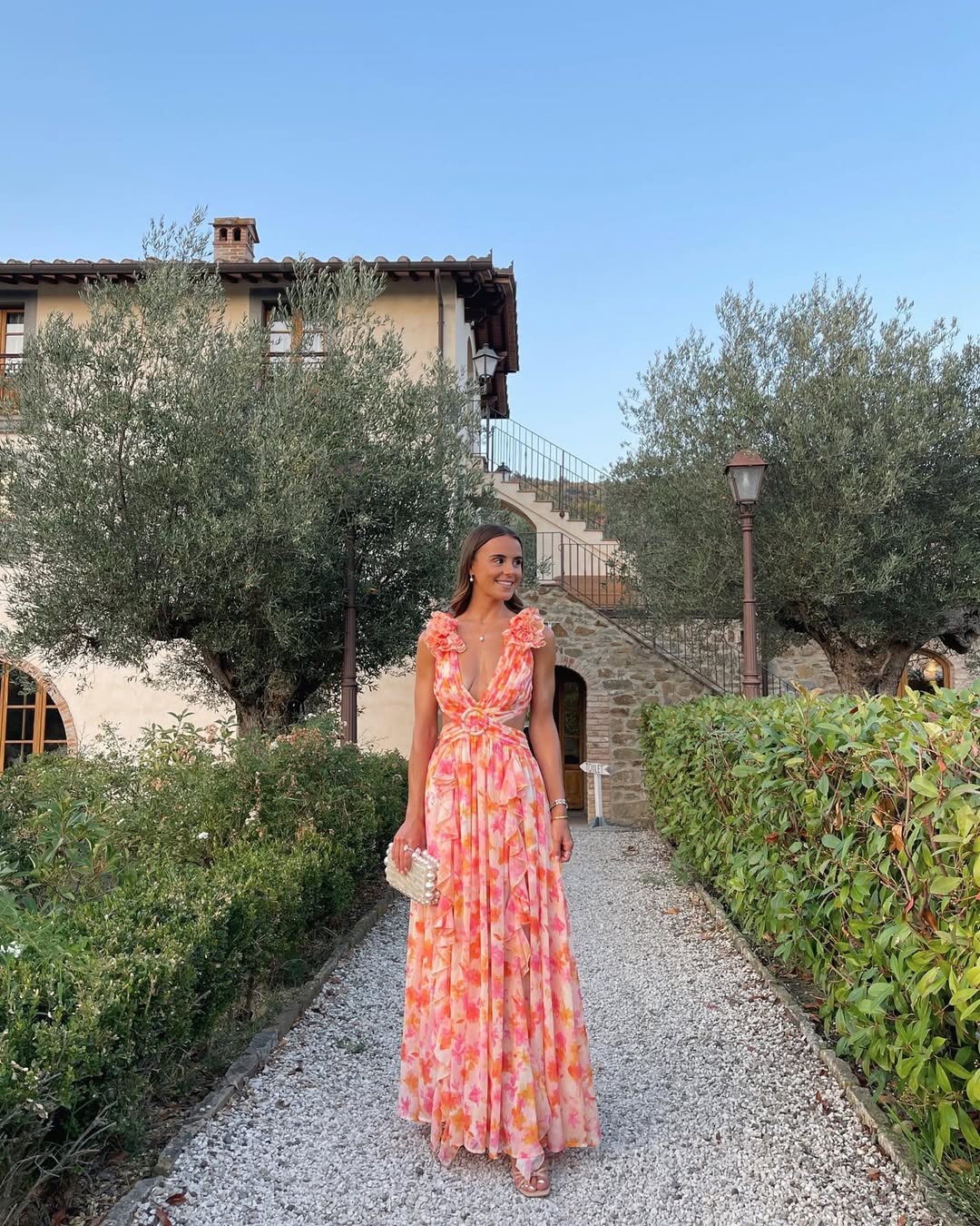 Floral Sleeveless Cut-Out Maxi Wedding Guest Dress