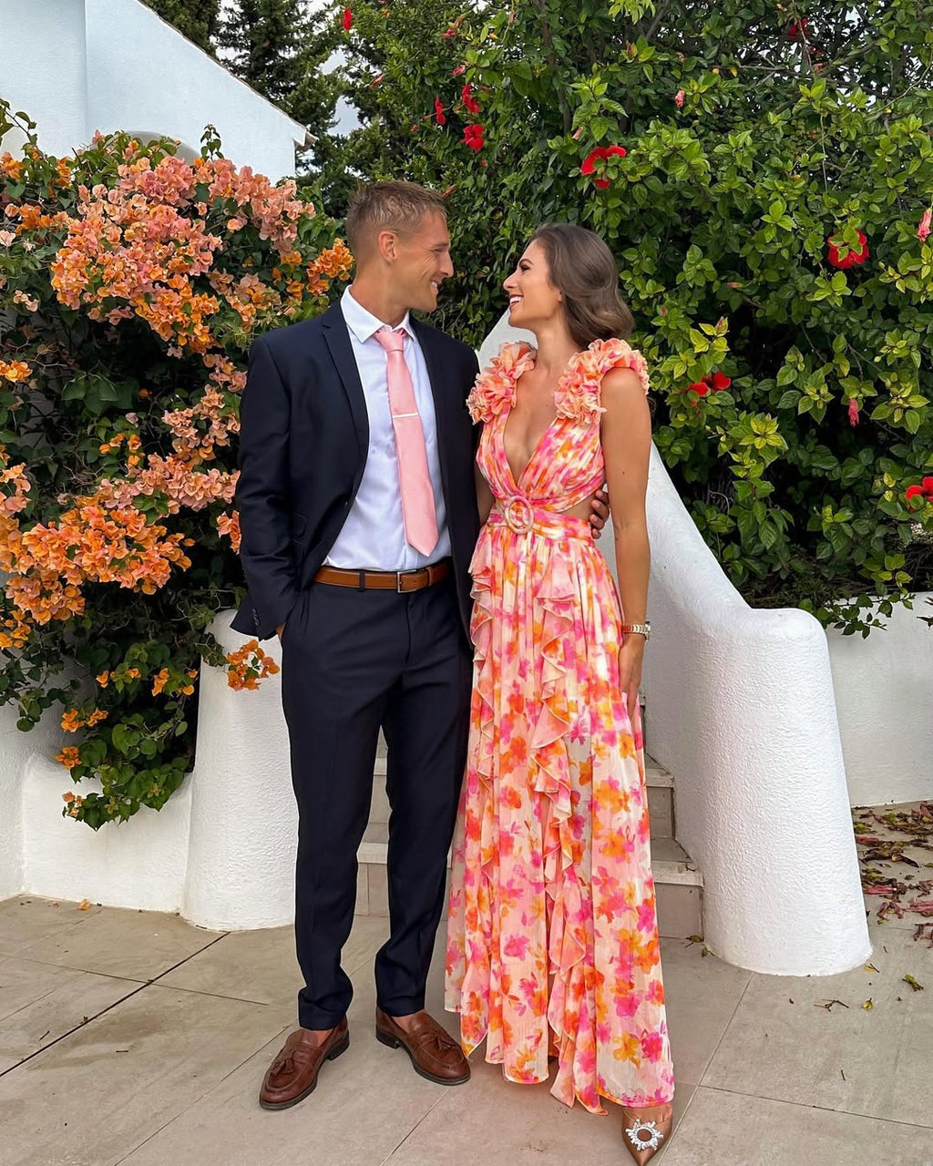 Floral Sleeveless Cut-Out Maxi Wedding Guest Dress
