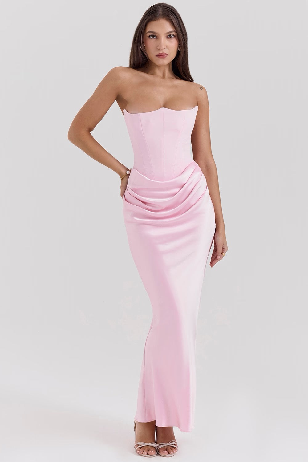 Strapless Corset Maxi Wedding Guest Dress
