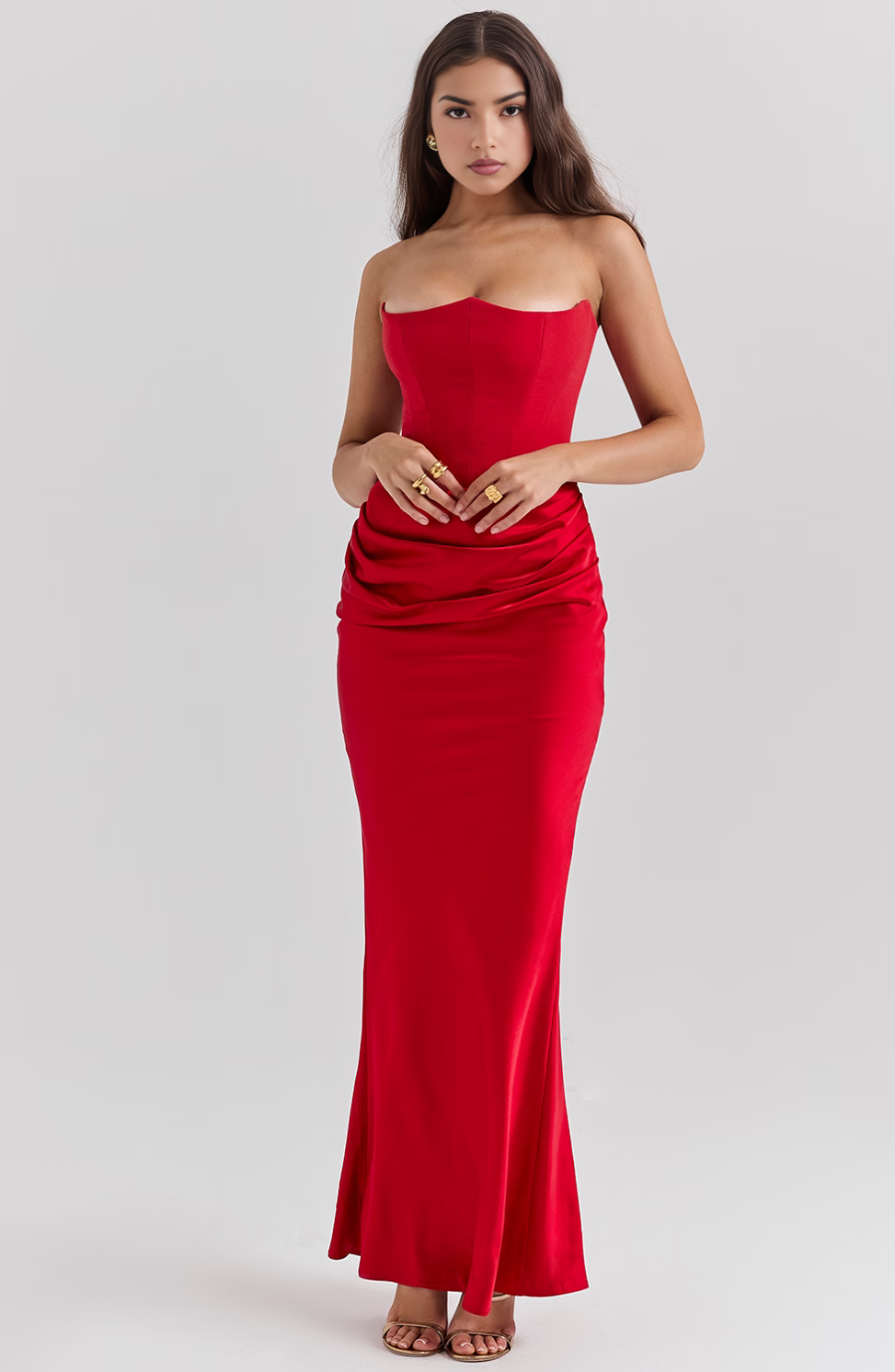 Strapless Corset Maxi Wedding Guest Dress