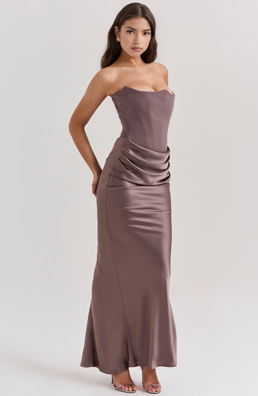 Strapless Corset Maxi Wedding Guest Dress