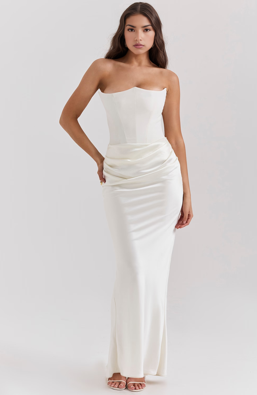 Strapless Corset Maxi Wedding Guest Dress