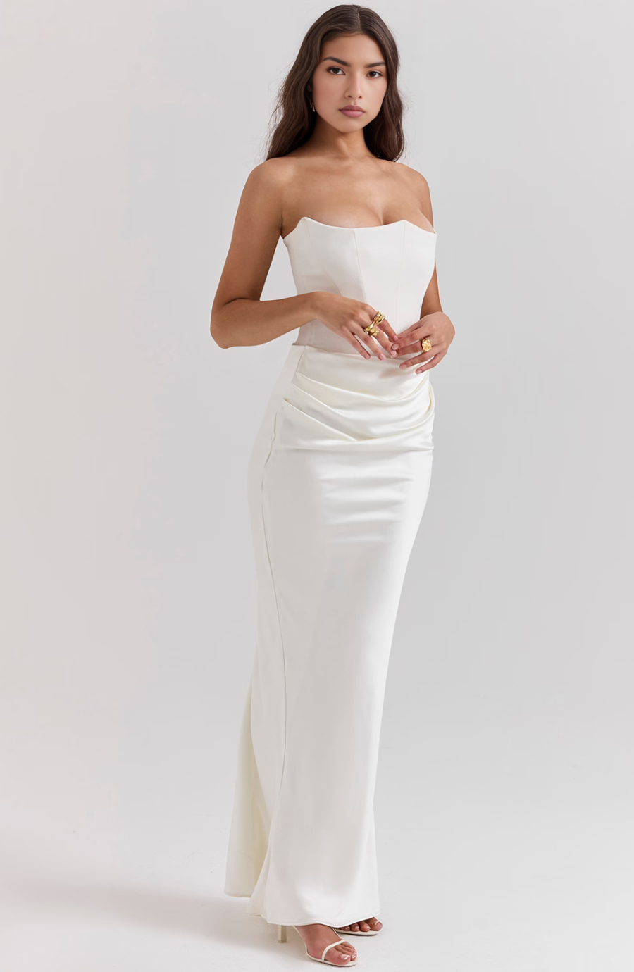 Strapless Corset Maxi Wedding Guest Dress