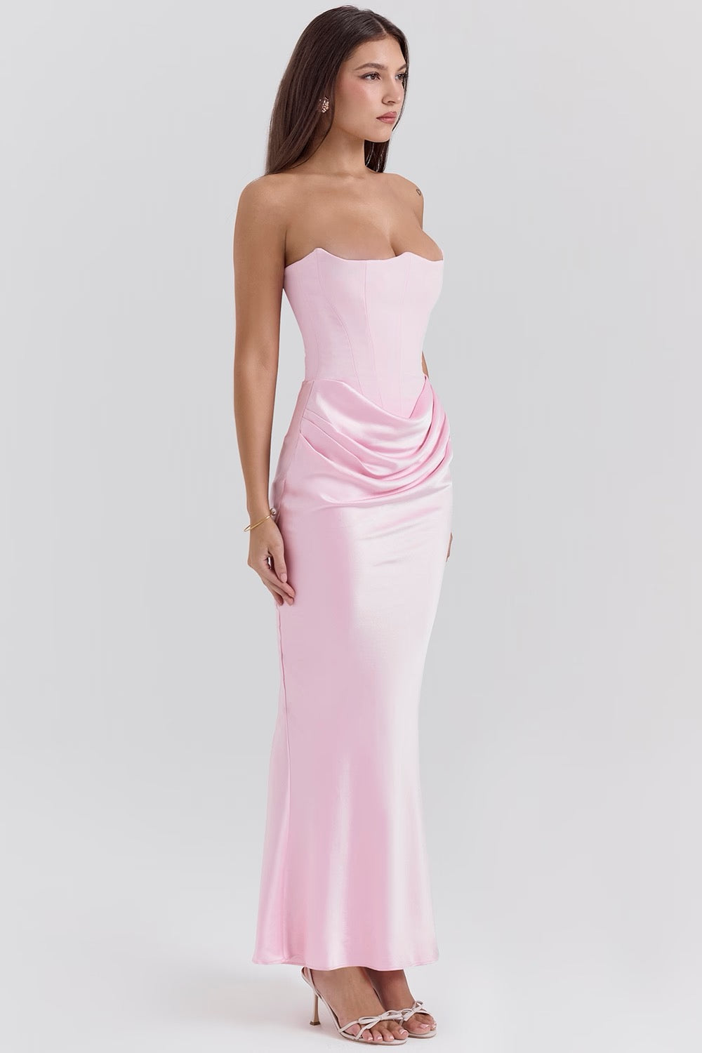 Strapless Corset Maxi Wedding Guest Dress