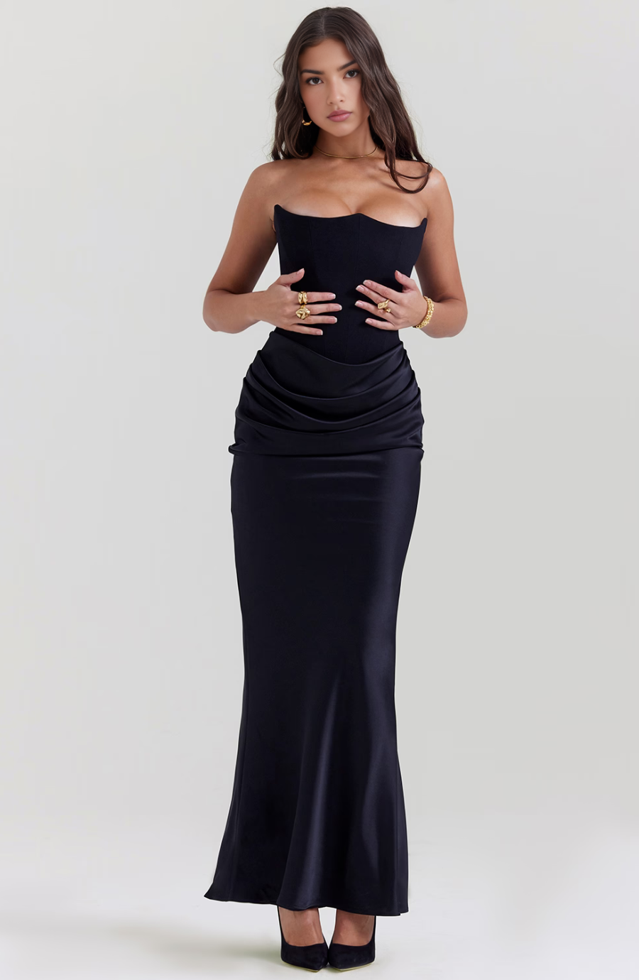 Strapless Corset Maxi Wedding Guest Dress