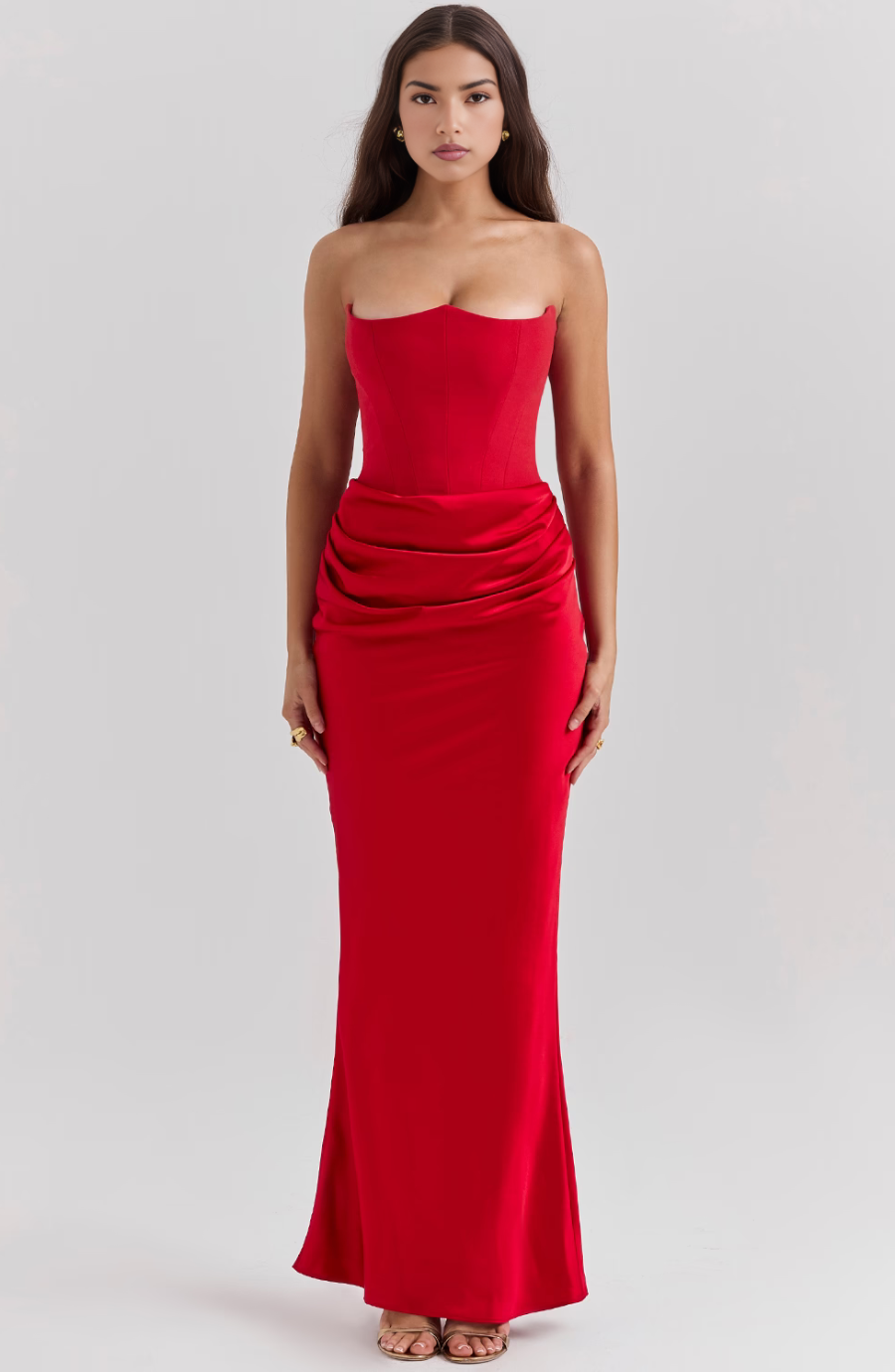 Strapless Corset Maxi Wedding Guest Dress