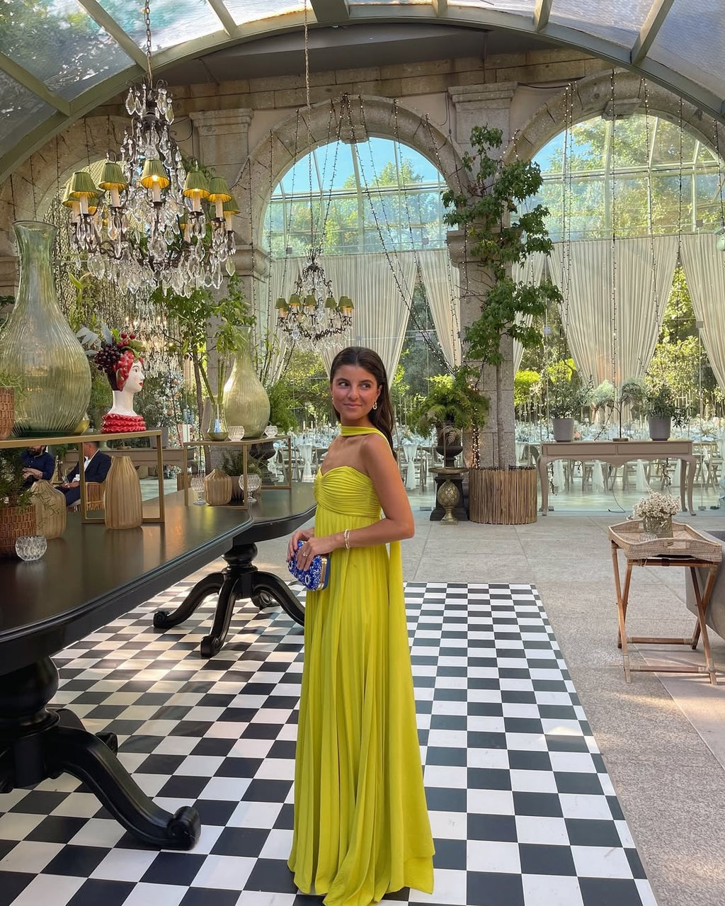 Pleated Strapless Maxi Wedding Guest Dress