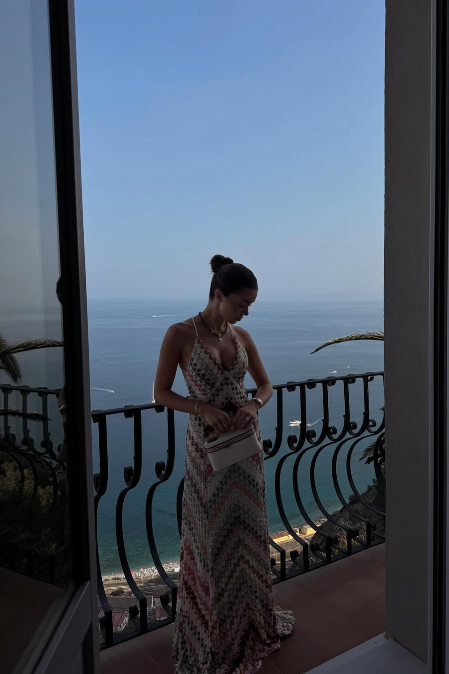 V-Neck Spaghetti Strap Crochet Maxi Dress