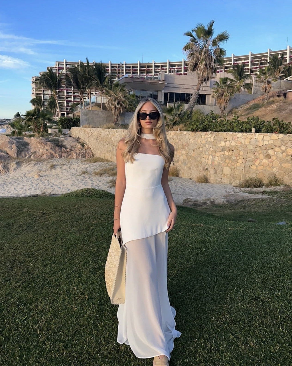 Strapless Maxi Wedding Guest Dress with Scarf