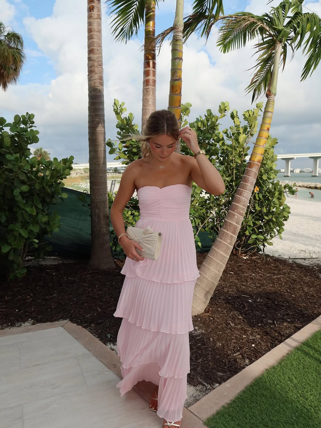 Strapless Tiered Maxi Wedding Guest Dress