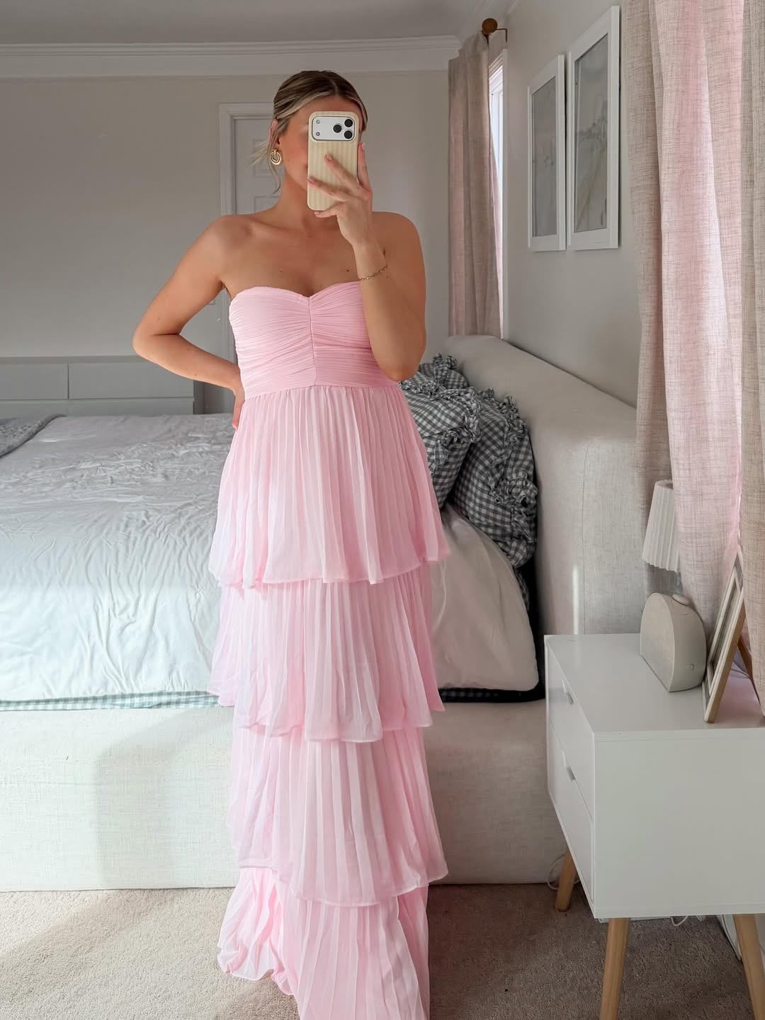 Strapless Tiered Maxi Wedding Guest Dress
