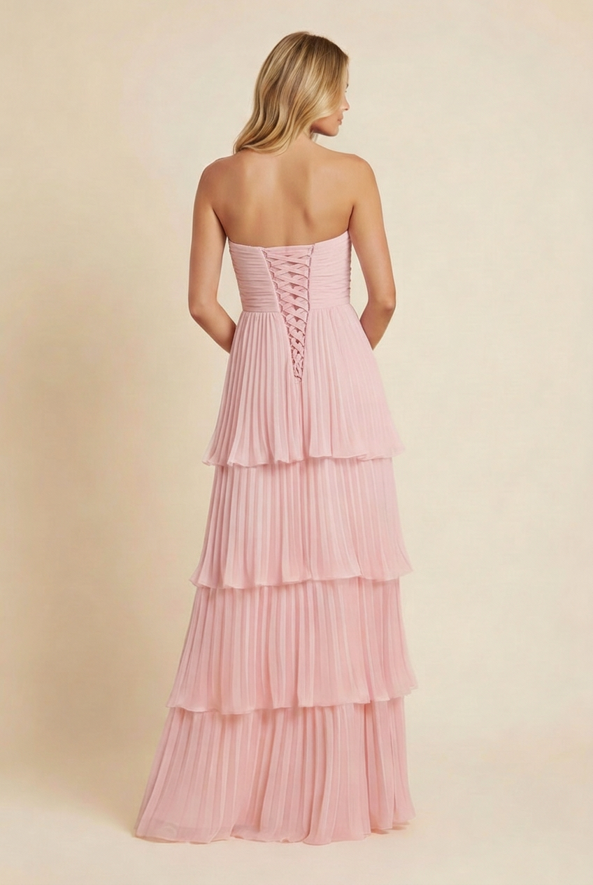 Strapless Tiered Maxi Wedding Guest Dress