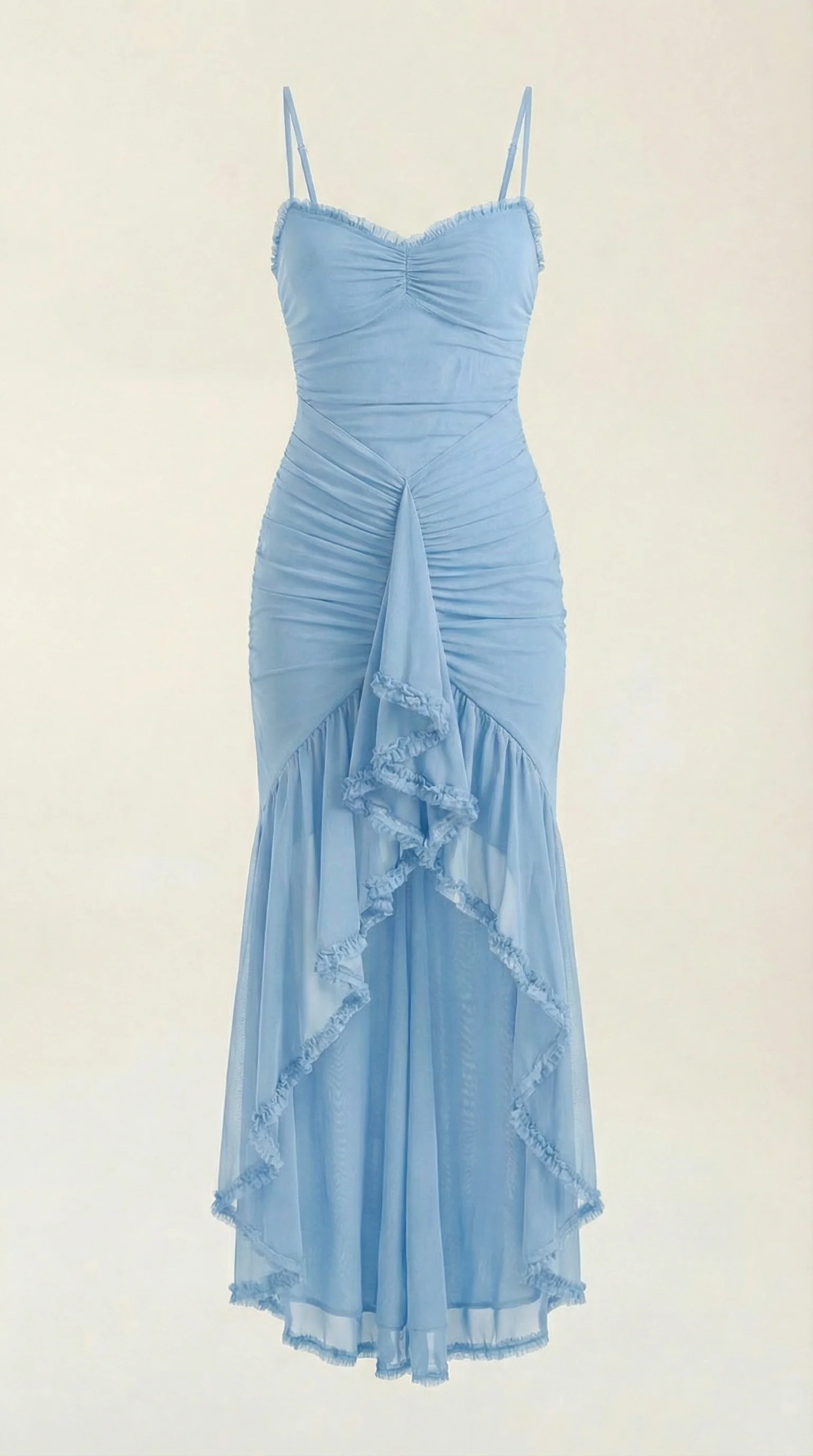 Sleeveless Ruffle Maxi Wedding Guest Dress