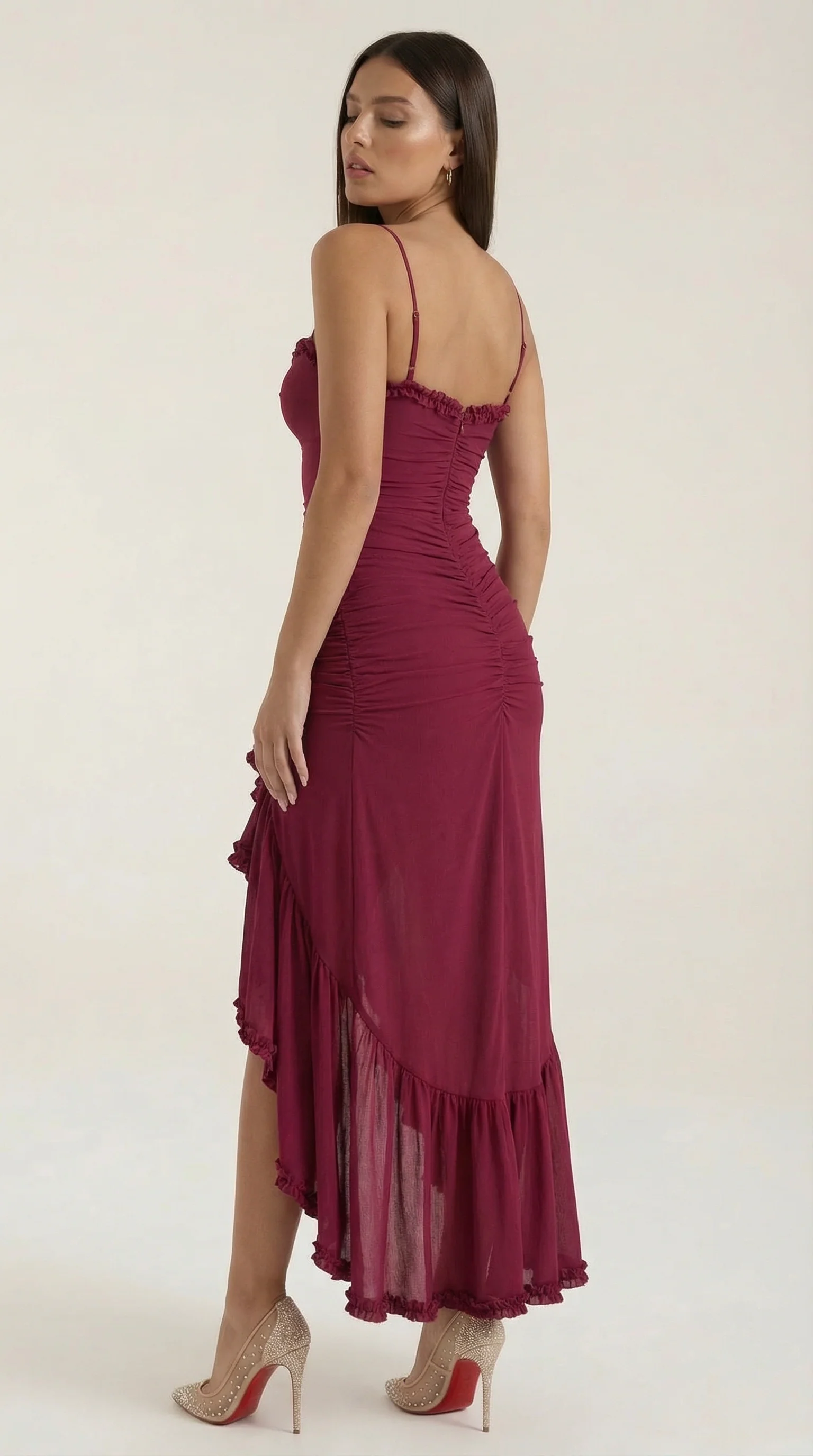 Sleeveless Ruffle Maxi Wedding Guest Dress