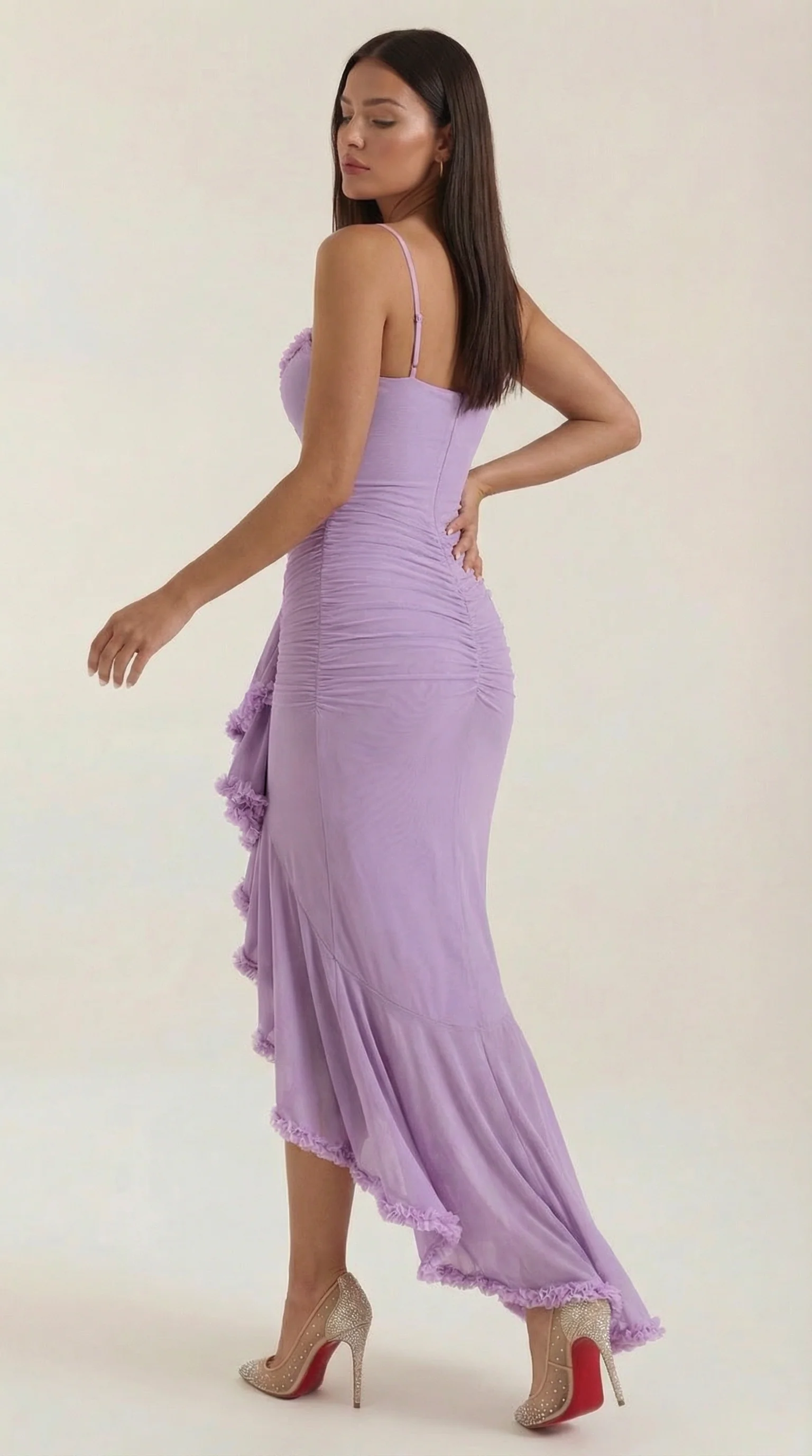 Sleeveless Ruffle Maxi Wedding Guest Dress