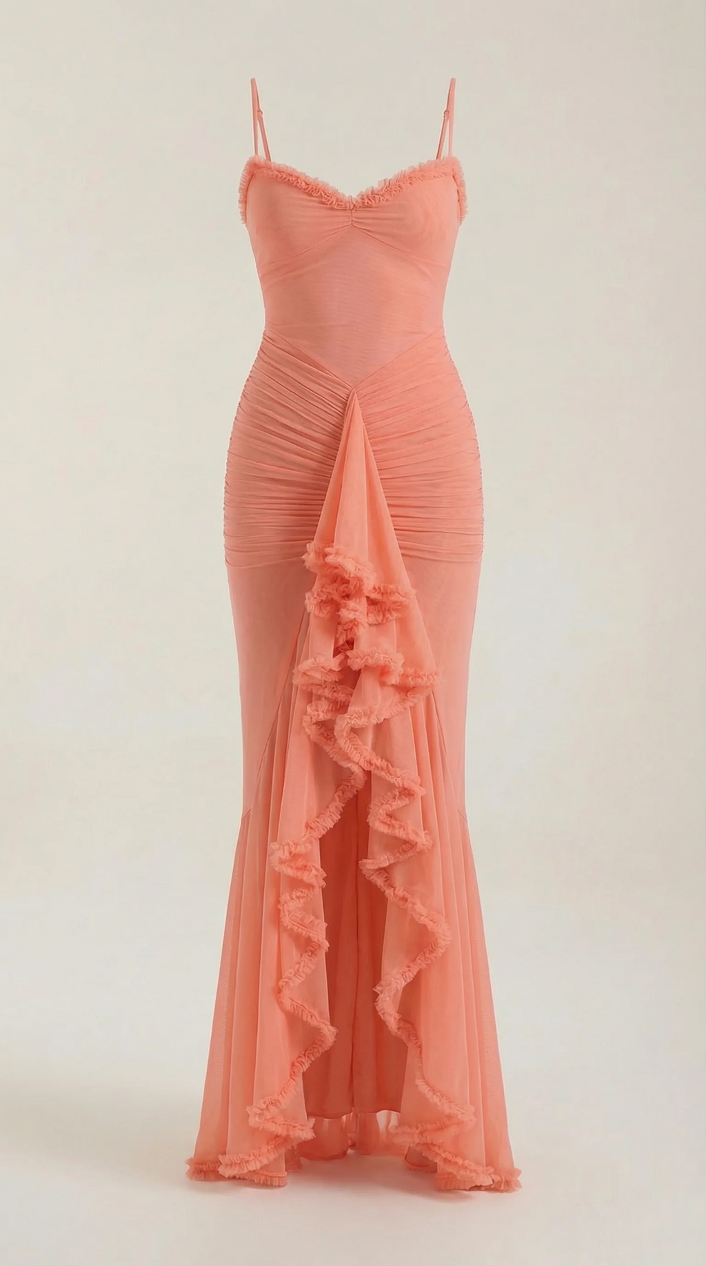 Sleeveless Ruffle Maxi Wedding Guest Dress
