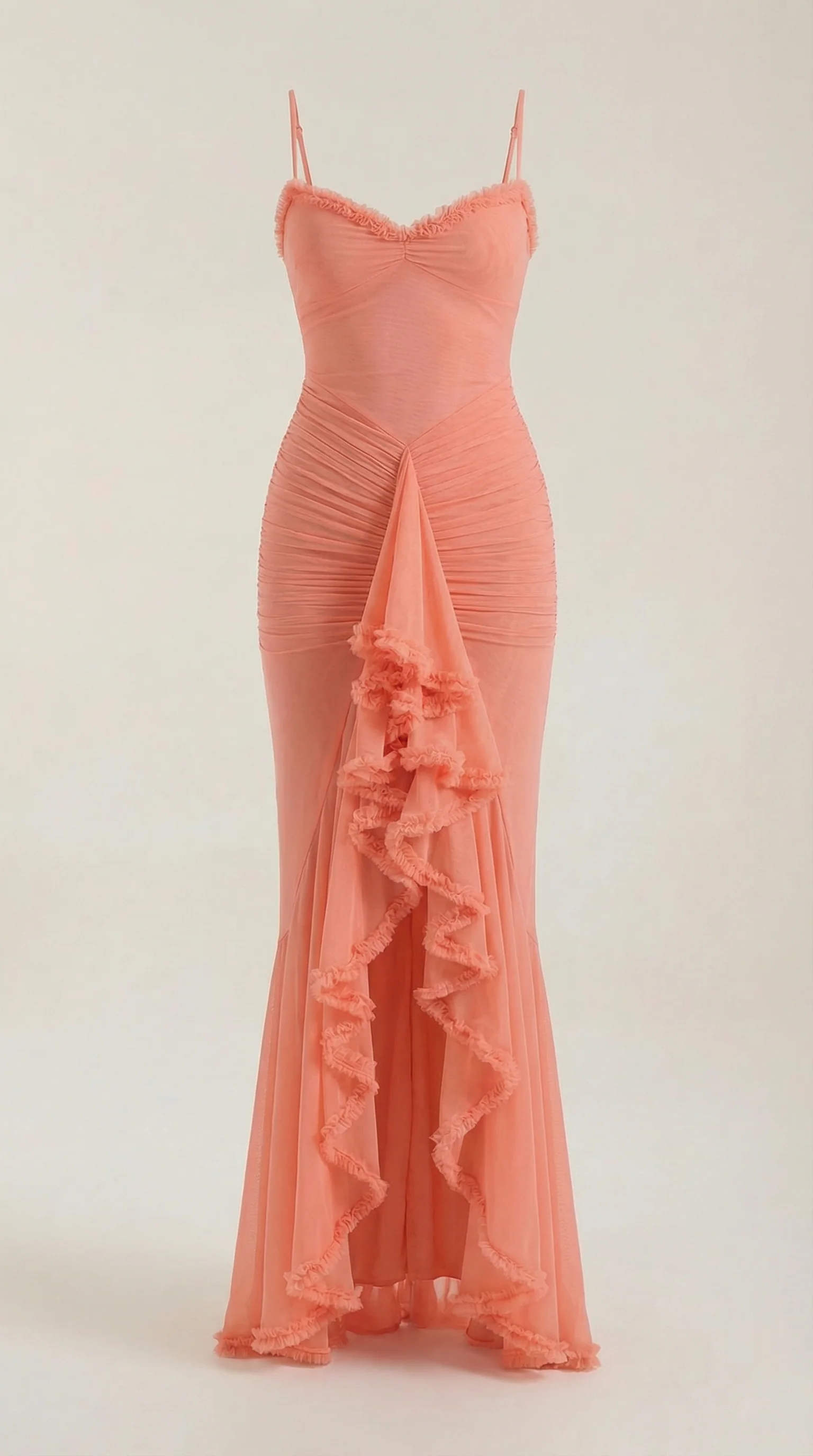 Sleeveless Ruffle Maxi Wedding Guest Dress