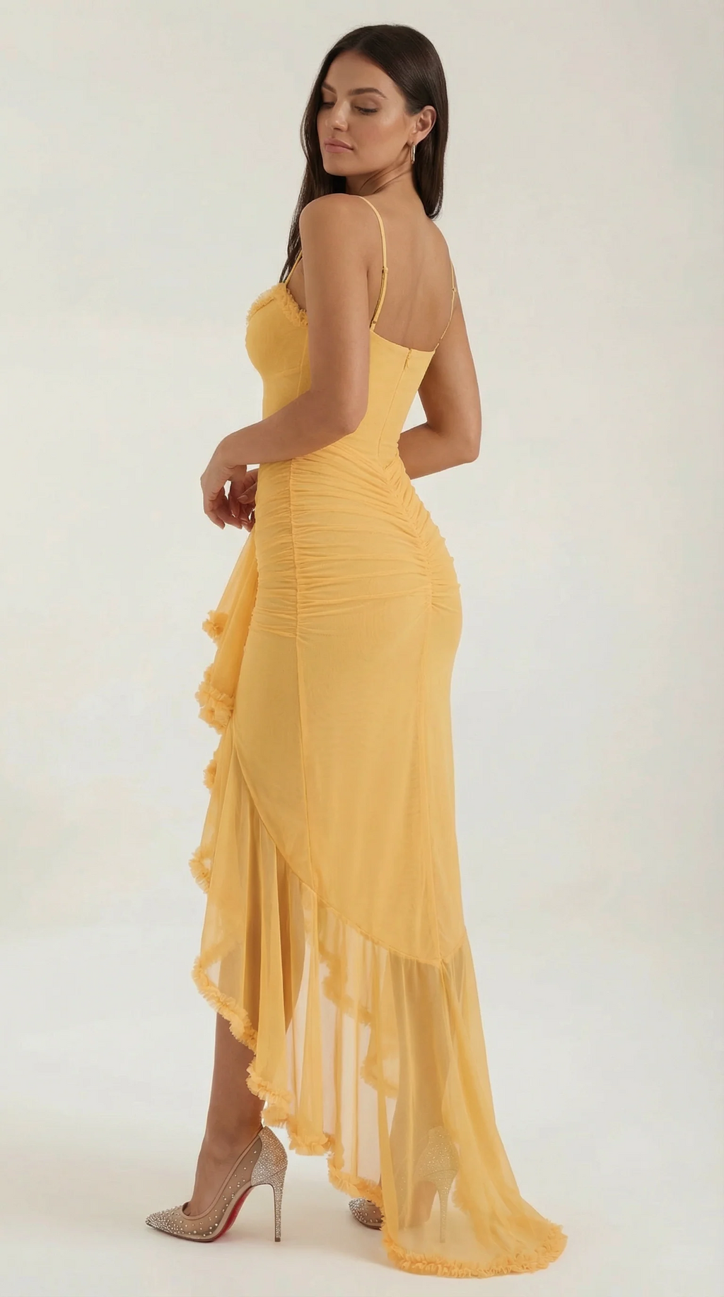 Sleeveless Ruffle Maxi Wedding Guest Dress
