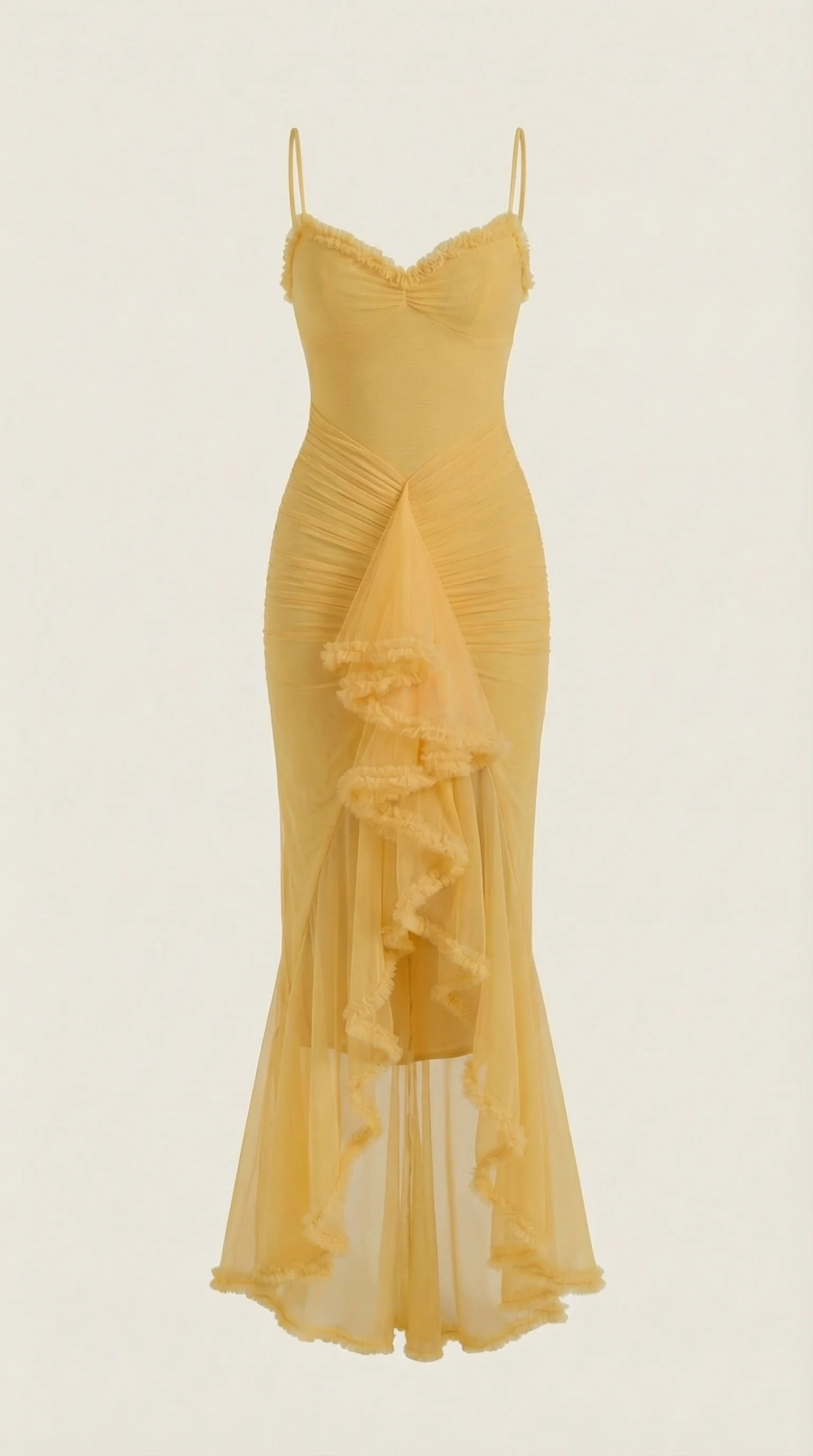Sleeveless Ruffle Maxi Wedding Guest Dress