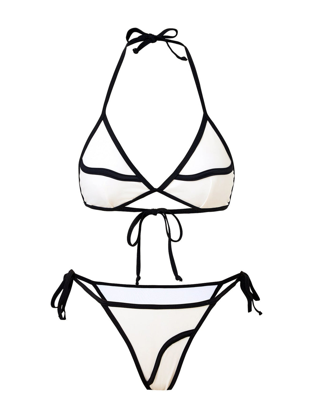 Contrasting Three-Piece Bikini Cover-Up
