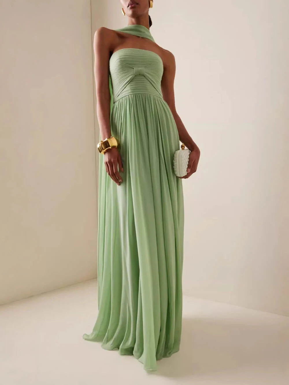 Elegant Strapless Maxi Wedding Guest Dress