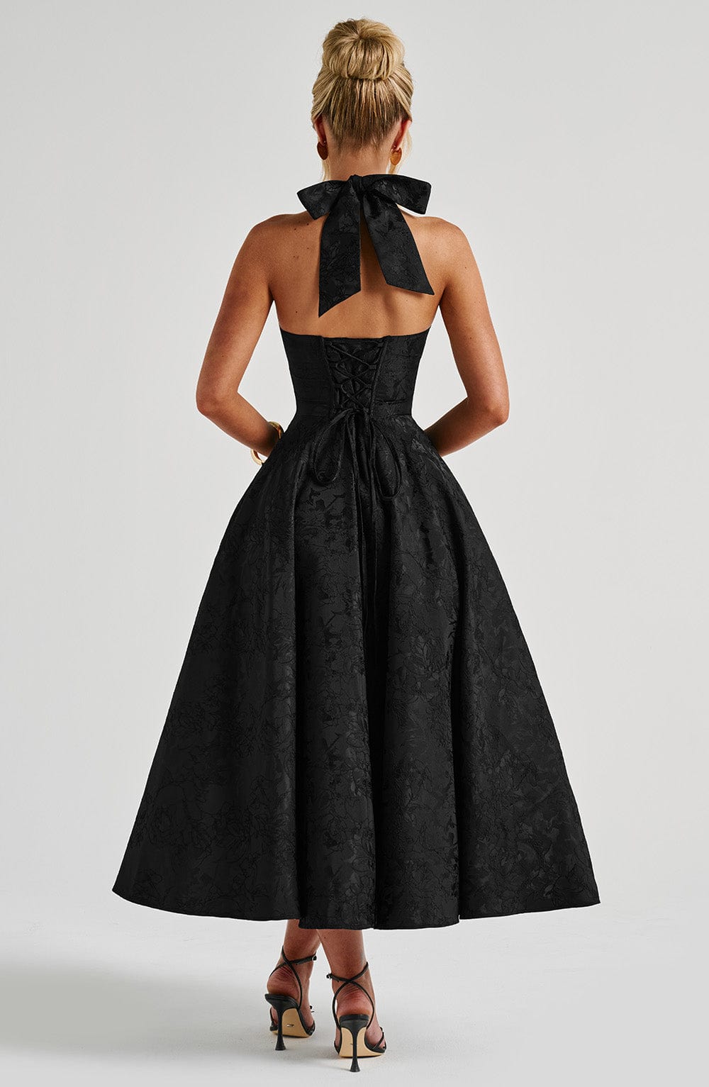 Halter-Neck Midi Wedding Guest Dress