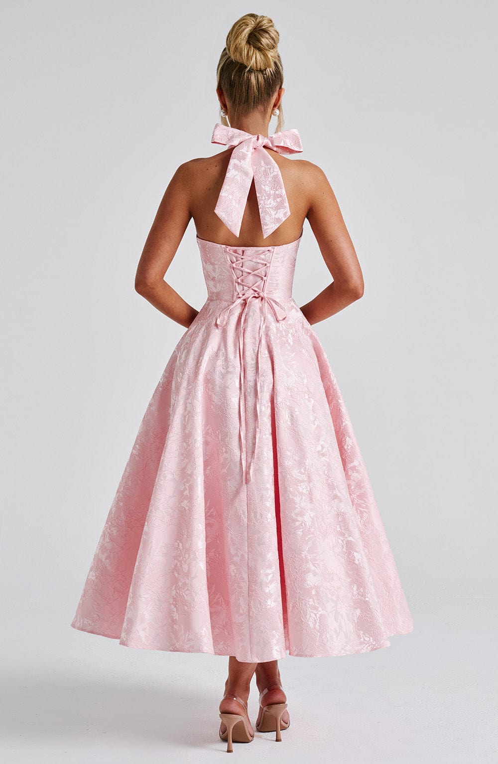 Halter-Neck Midi Wedding Guest Dress