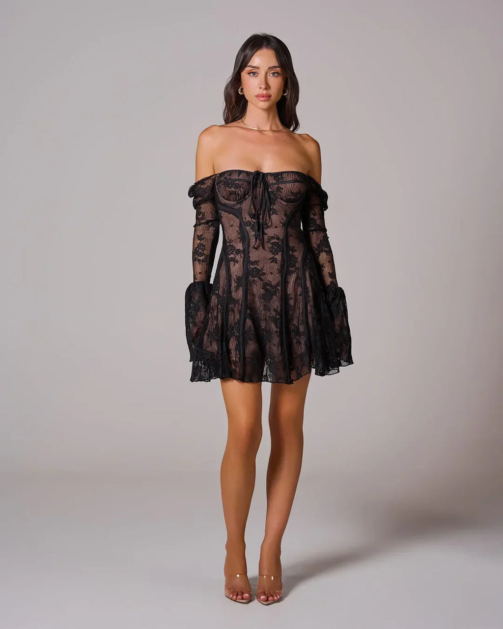 Long Sleeve Romantic Lace Mini Dress