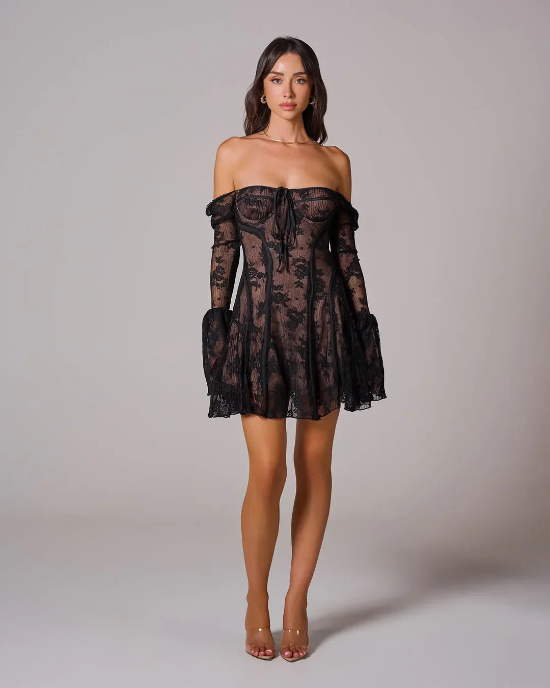Long Sleeve Romantic Lace Mini Dress