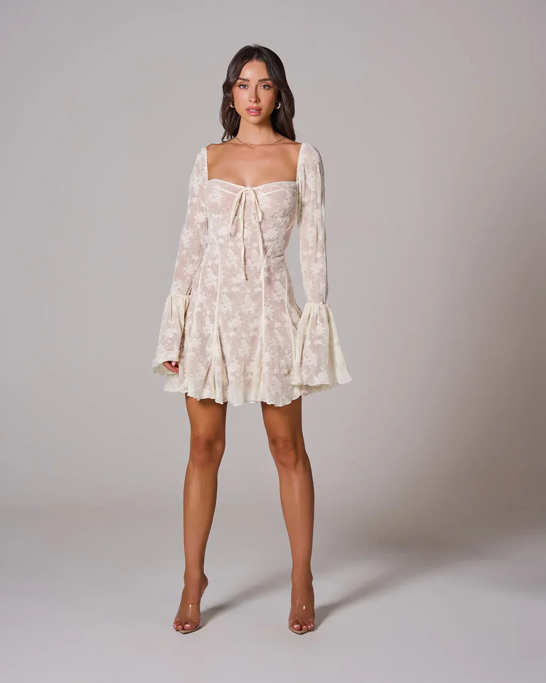 Long Sleeve Romantic Lace Mini Dress