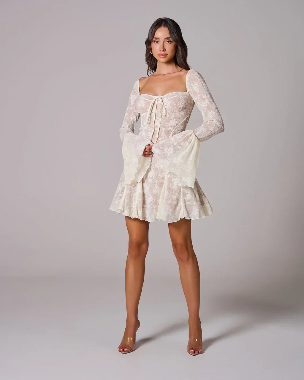 Long Sleeve Romantic Lace Mini Dress