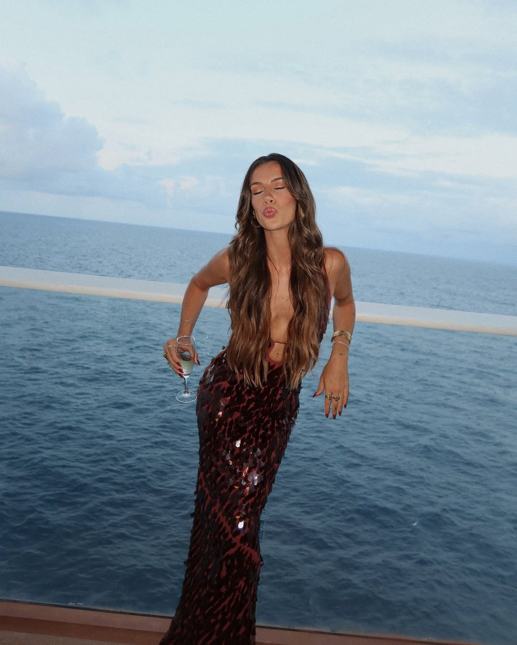 Sleeveless Sequin Maxi Prom Dress