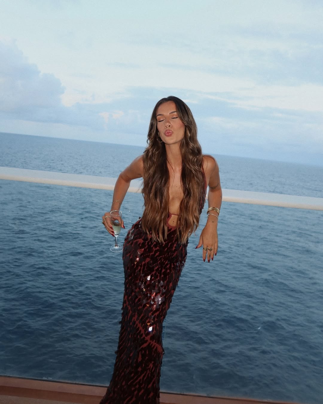 Sleeveless Sequin Maxi Prom Dress