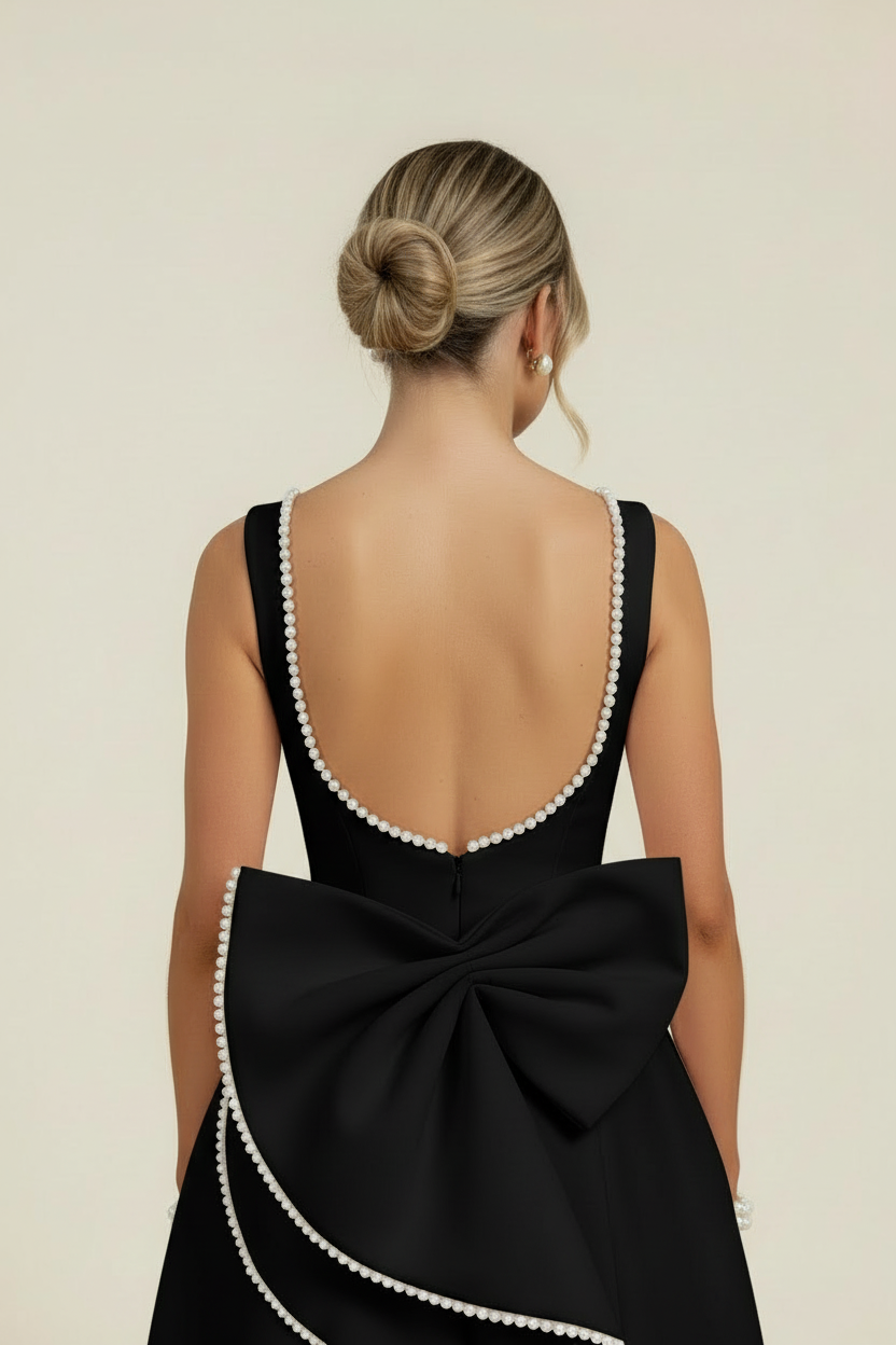 Women’s Elegant Sleeveless Bow Back Mini Cocktail Dress