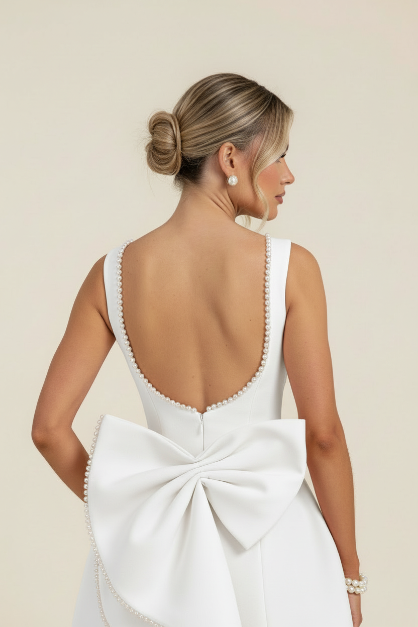 Women’s Elegant Sleeveless Bow Back Mini Cocktail Dress