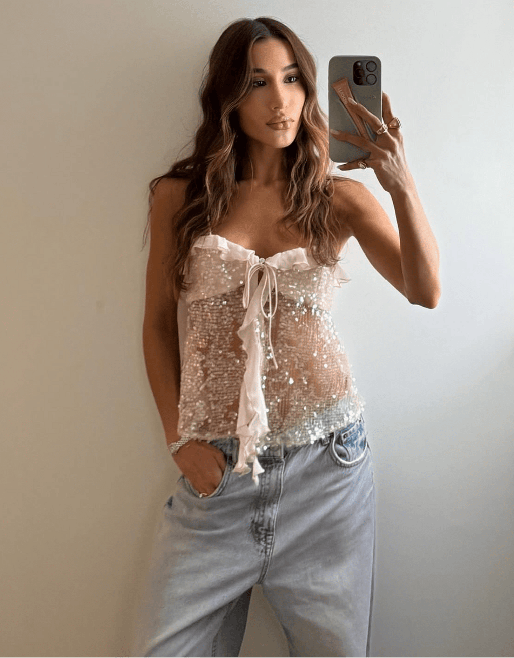 Sequin Festival Party Top Ruffles