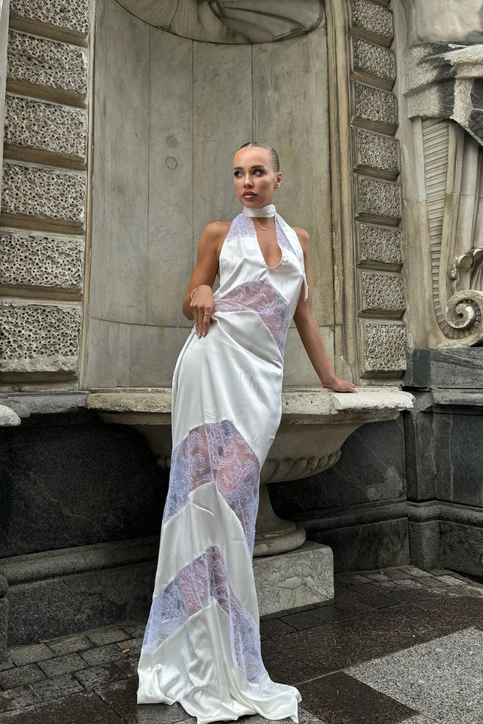Sleeveless Elegant Halterneck Maxi Dress