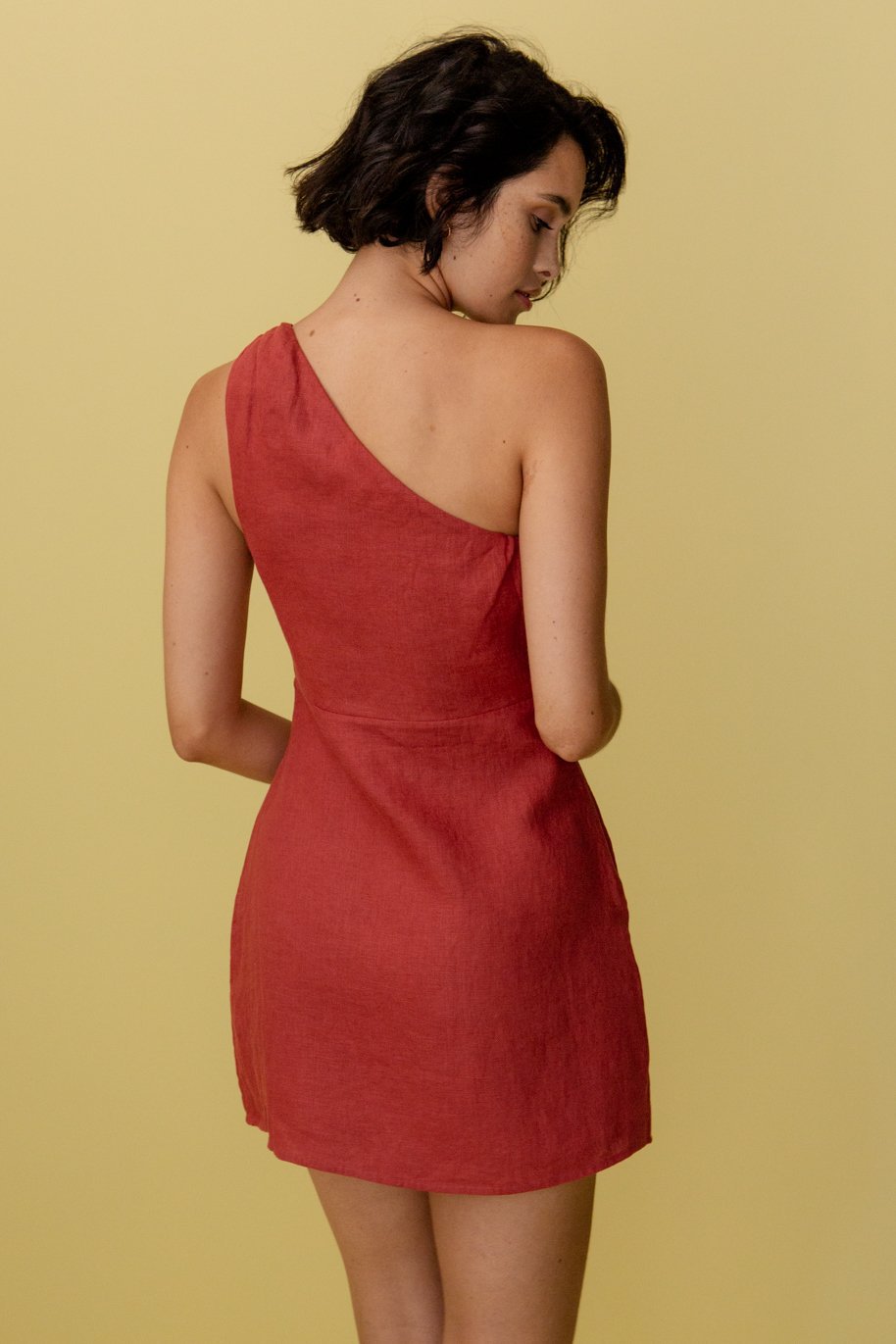 Womens One Shoulder Mini Summer Dress Asymmetric Four Color
