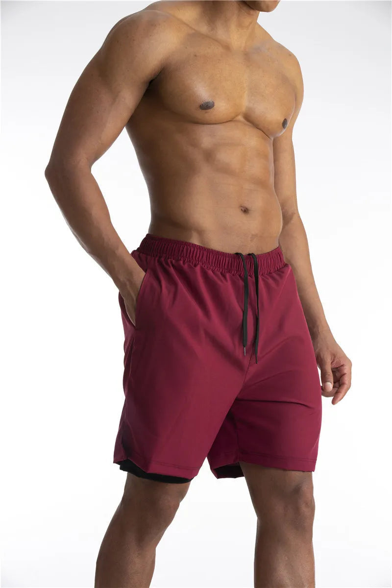 Mens Running Shorts Built In Liner Phone Pocket Four Color