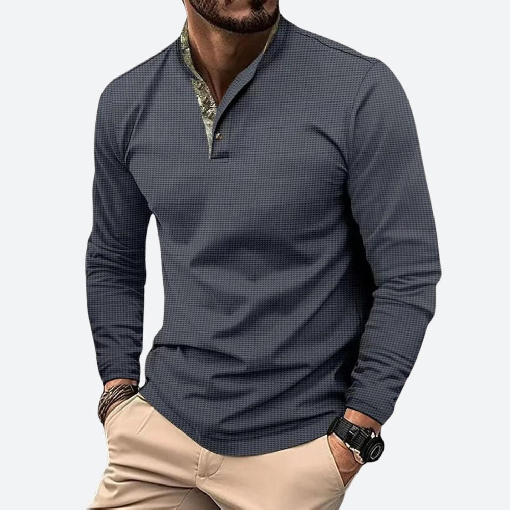 Men's Polo Shirt With Long Sleeves And Breathable Fabric